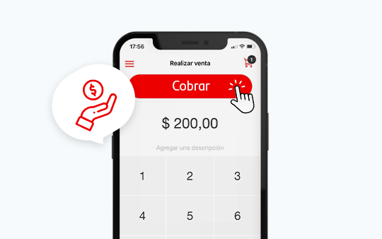 Indicá el monto de la venta a cobrar y seleccioná la opción “Cobrar”.